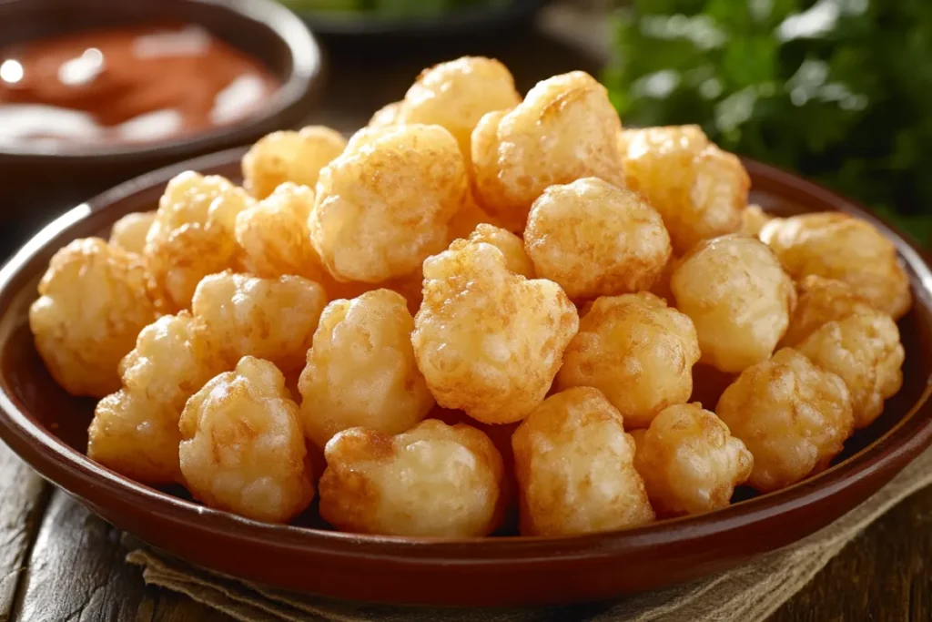 Fresh cheese curds in a bowl showcasing their squeaky texture and mild flavor.