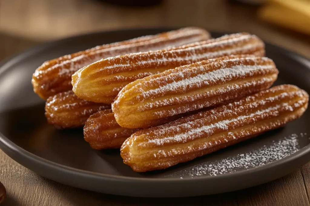 Golden churros dusted with cinnamon sugar, served with a rich chocolate dipping sauce.