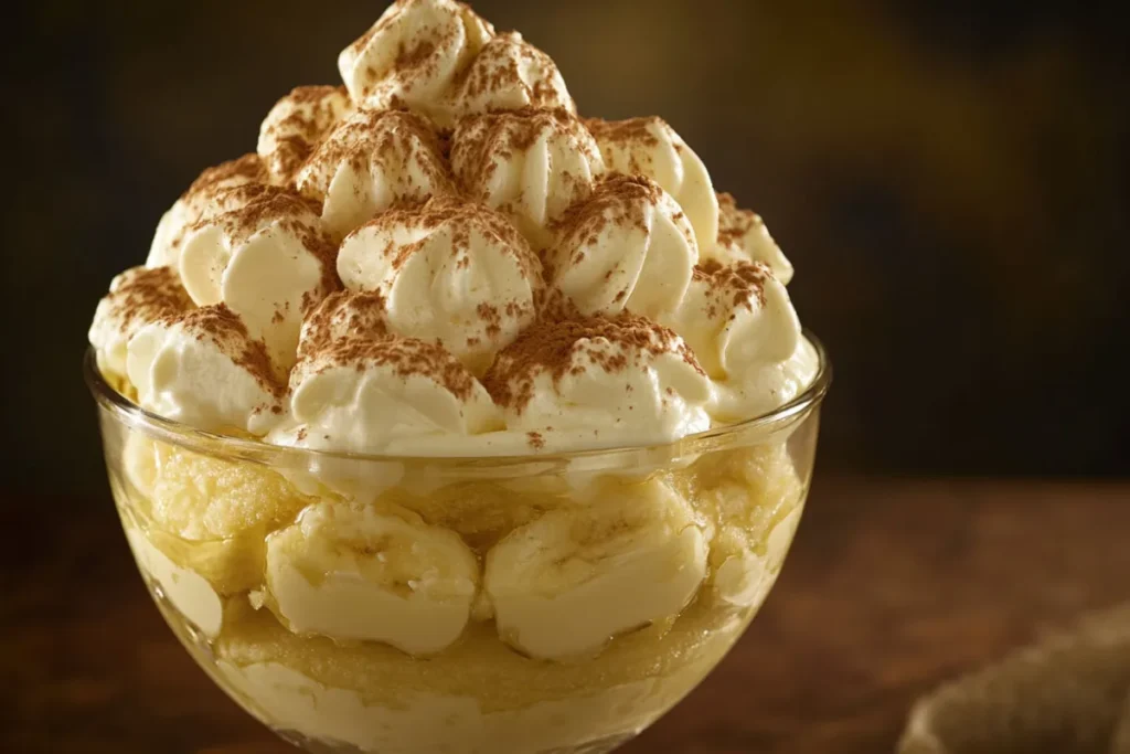 Ingredients for Patti LaBelle’s banana pudding recipe, featuring ripe bananas, vanilla wafers, and creamy pudding in a layered dessert.