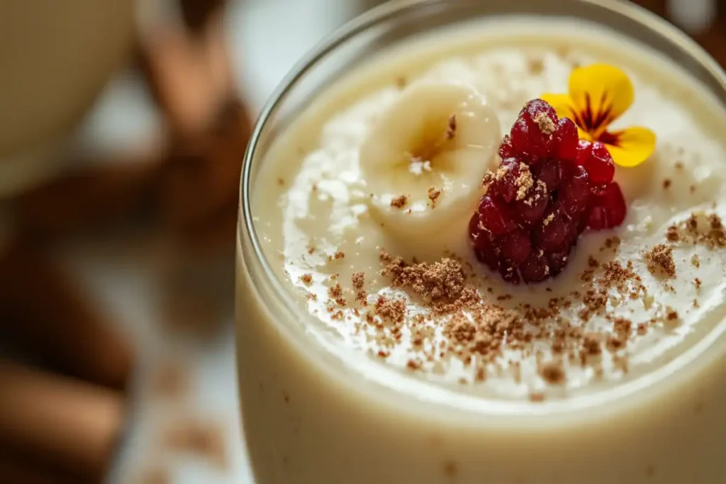 Puerto Rican Coquito ingredients laid out on a table, including coconut milk, rum, spices, and sweetened condensed milk.