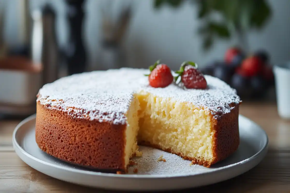 A moist, fluffy slice of cake made with yogurt, showcasing the benefits of using yogurt in baking for added moisture and flavor.