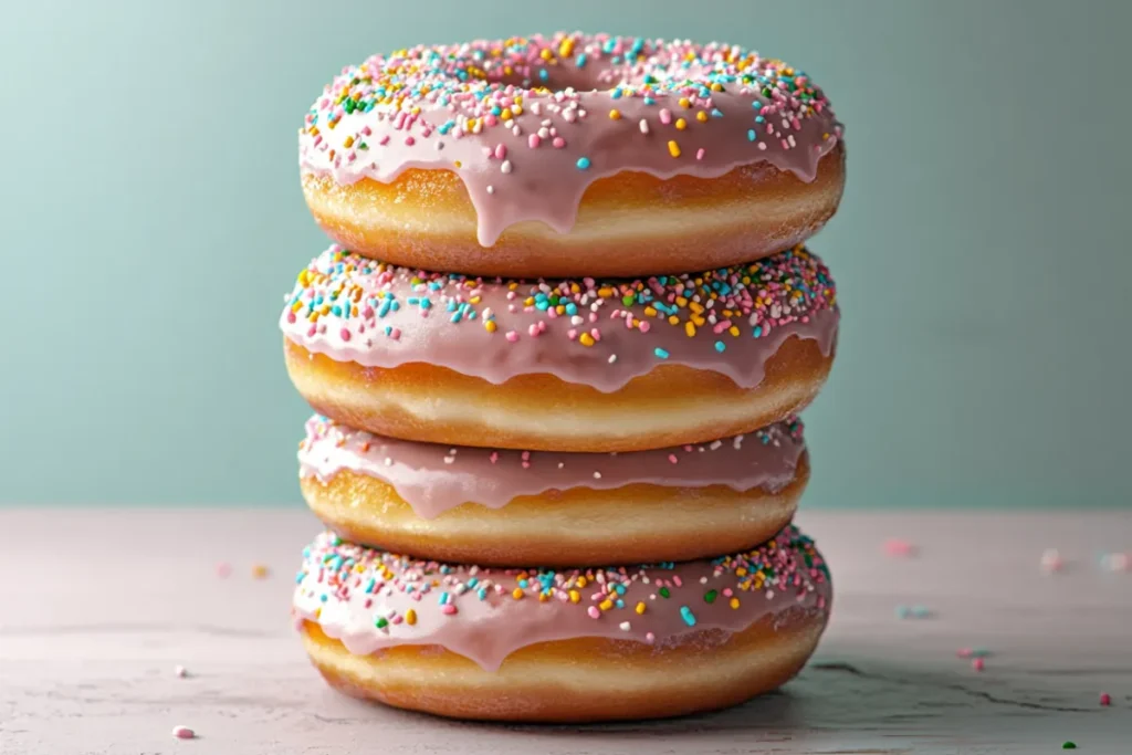 Beautifully stacked donut cake with colorful toppings, perfect for weddings, birthdays, and celebrations