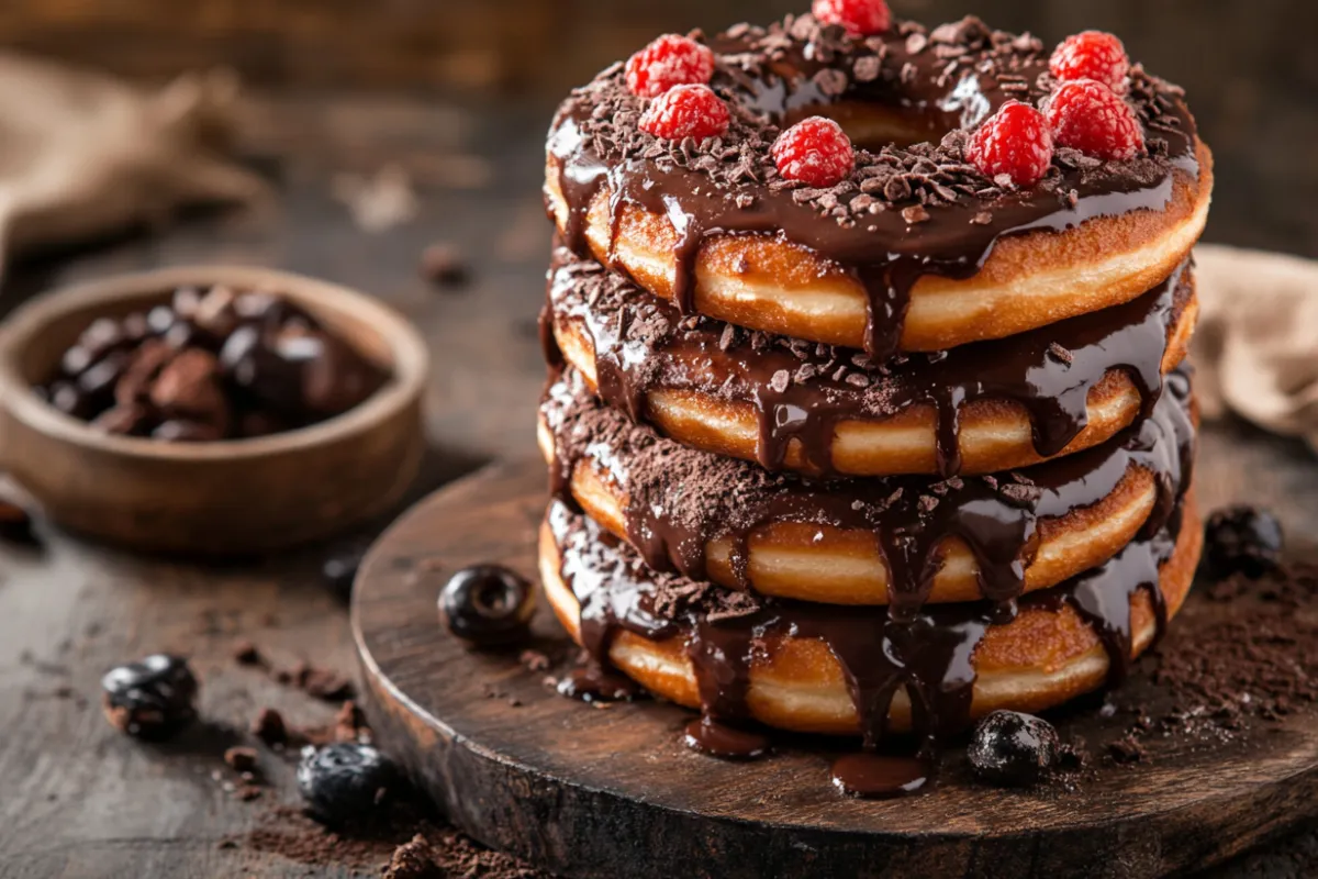 Beautifully stacked donut cake with colorful toppings, perfect for weddings, birthdays, and celebrations