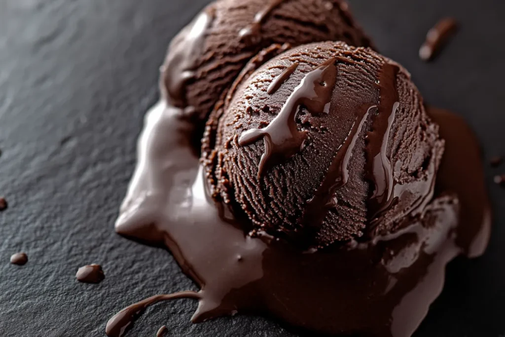 A delicious scoop of chocolate ice cream in a bowl, showcasing the creamy texture and rich color for health and nutrition discussion.