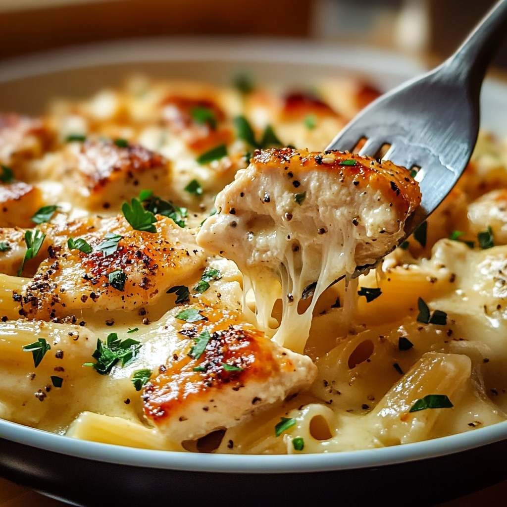 Creamy Garlic Parmesan Chicken Pasta Bake