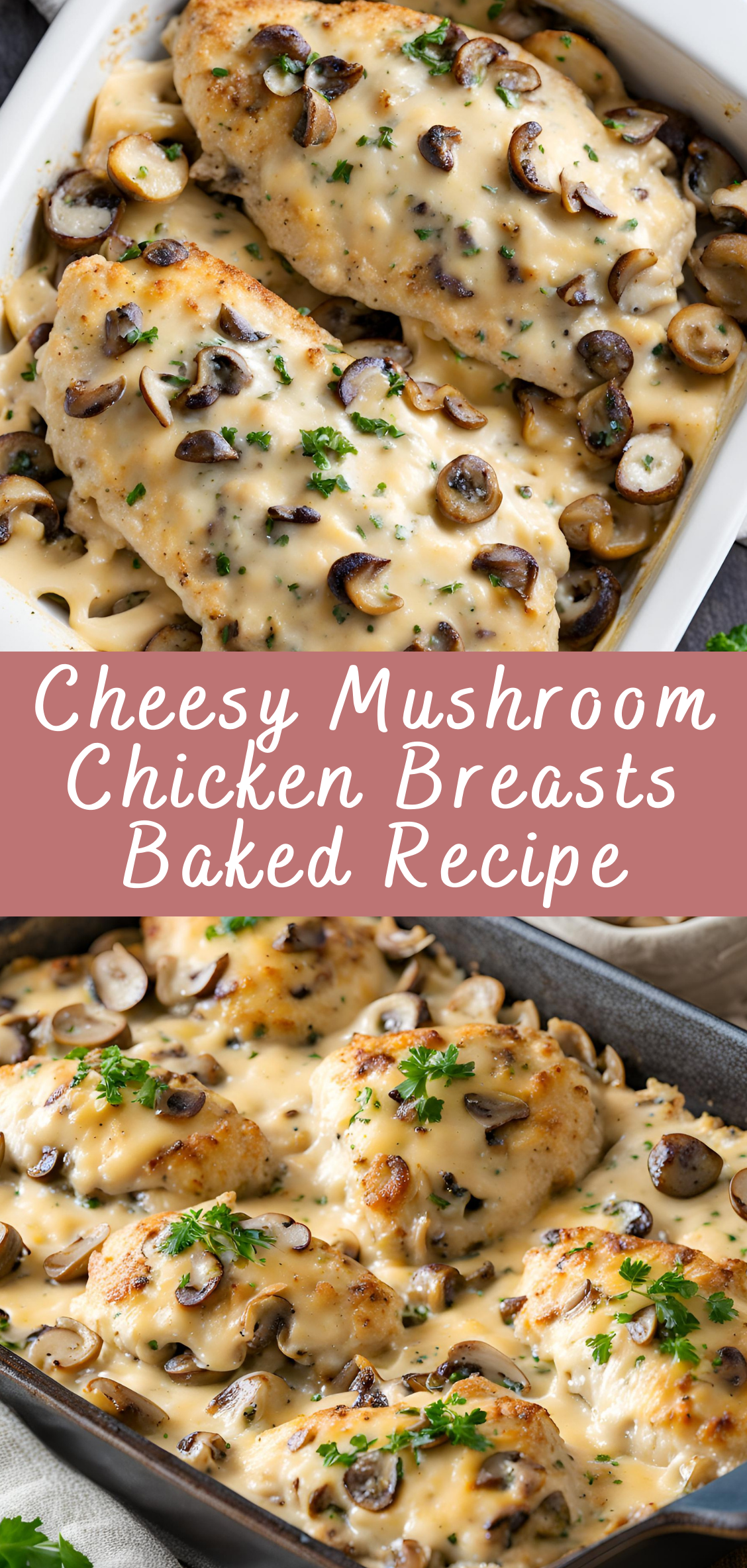 Cheesy Mushroom Chicken Breasts Baked Recipe