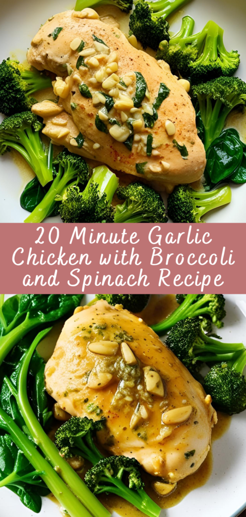 20 Minute Garlic Chicken with Broccoli and Spinach Recipe