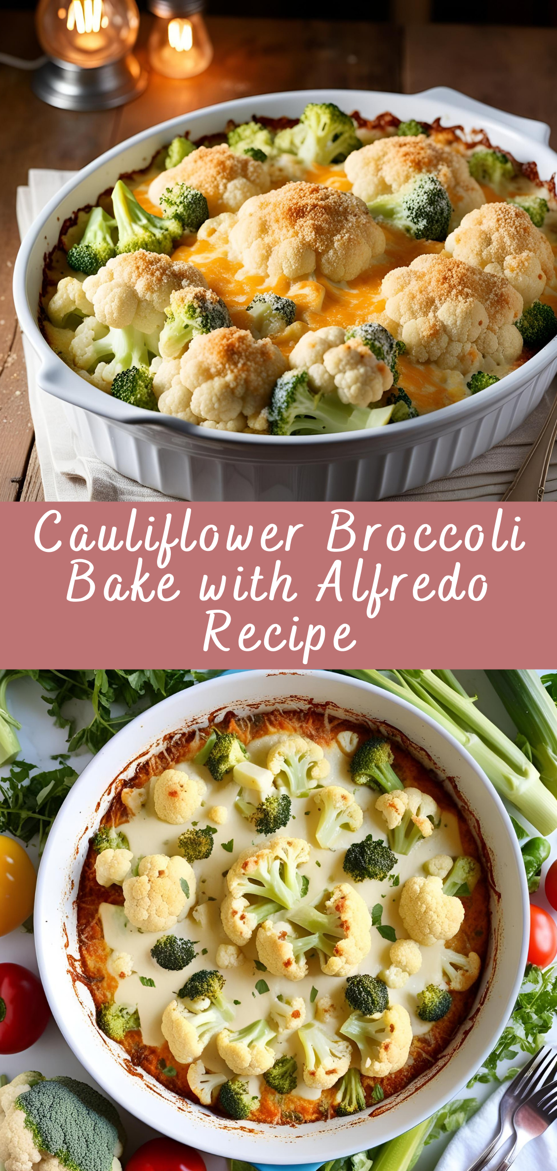 Cauliflower Broccoli Bake with Alfredo Recipe