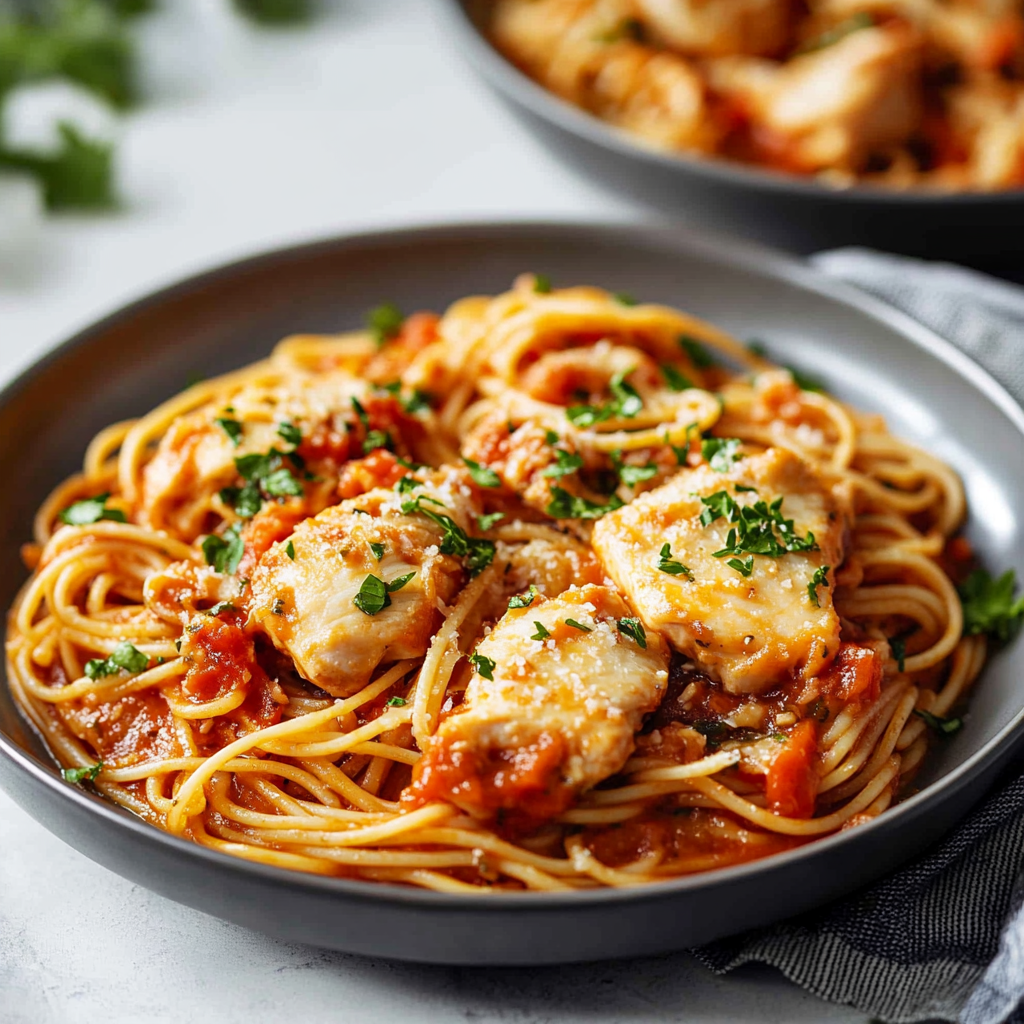 Easy Tomato and Chicken Spaghetti