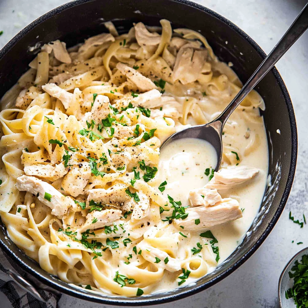 One Pot Chicken Alfredo Pasta