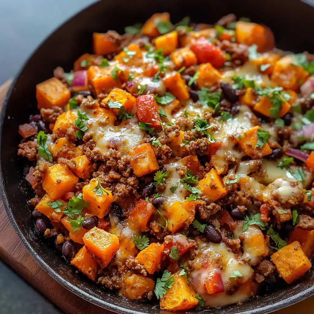 Tex-Mex Sweet Potato Hash with Ground Beef